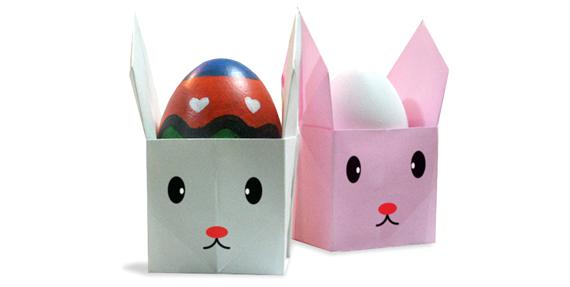 Пасхальное оригами: подставка для яиц в виде зайца