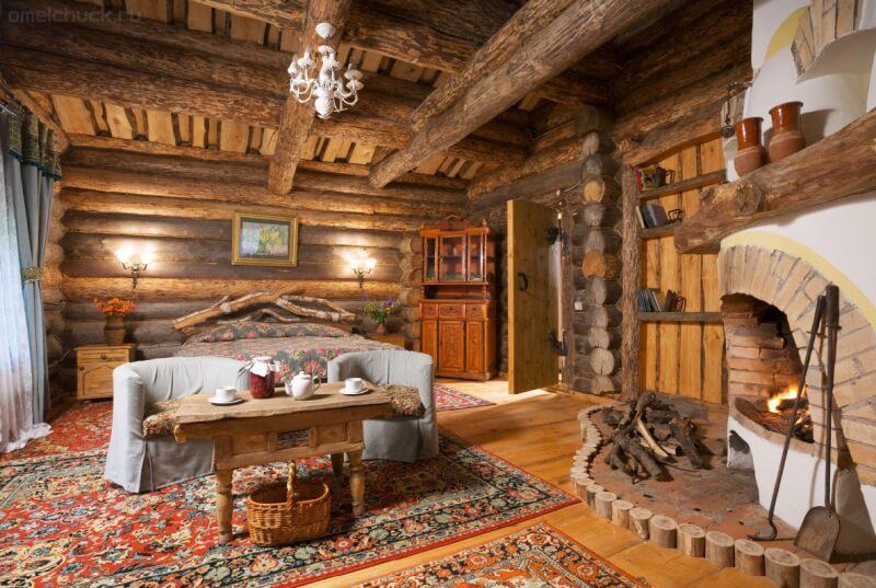 Интерьер деревянного дома внутри