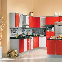 Красный цвет в интерьере кухни