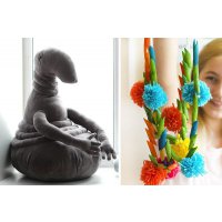 Креативные поделки: игрушка Ждун и бусы из макарон